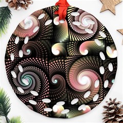 Peach Swirls On Black Ornament (round Filigree) 