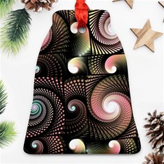 Peach Swirls On Black Bell Ornament (2 Sides) by KirstenStar