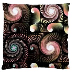 Peach Swirls On Black Large Cushion Cases (two Sides) 