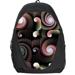 Peach Swirls On Black Backpack Bag