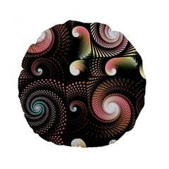 Peach Swirls On Black Standard 15  Premium Round Cushions