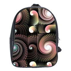 Peach Swirls On Black School Bags (xl) 