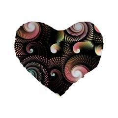 Peach Swirls On Black Standard 16  Premium Heart Shape Cushions