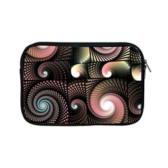 Peach Swirls On Black Apple Ipad Mini Zipper Cases by KirstenStar