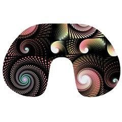 Peach Swirls On Black Travel Neck Pillows