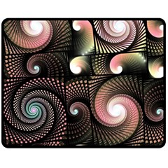 Peach Swirls On Black Double Sided Fleece Blanket (medium) 