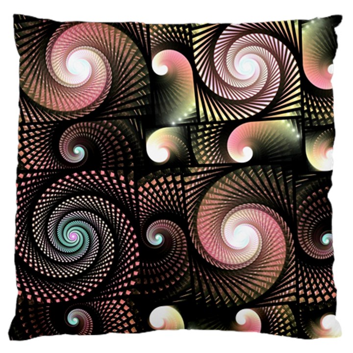 Peach Swirls on Black Standard Flano Cushion Cases (Two Sides) 