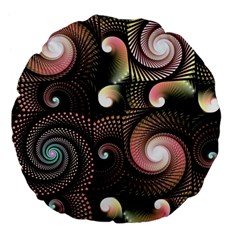 Peach Swirls On Black Large 18  Premium Flano Round Cushions