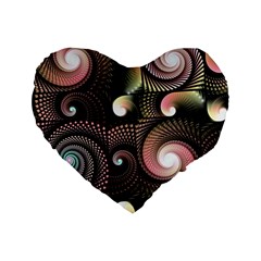 Peach Swirls On Black Standard 16  Premium Flano Heart Shape Cushions