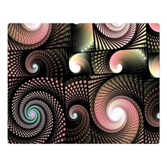 Peach Swirls On Black Double Sided Flano Blanket (large) 