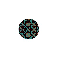 Distorted Shapes In Retro Colors 1  Mini Button by LalyLauraFLM