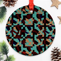 Distorted Shapes In Retro Colors Ornament (round)