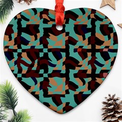 Distorted Shapes In Retro Colors Ornament (heart) by LalyLauraFLM