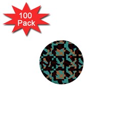 Distorted Shapes In Retro Colors 1  Mini Button (100 Pack) 