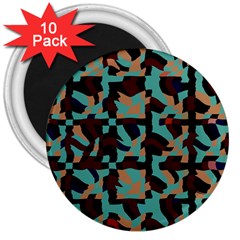 Distorted Shapes In Retro Colors 3  Magnet (10 Pack)