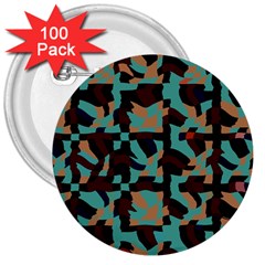 Distorted Shapes In Retro Colors 3  Button (100 Pack)