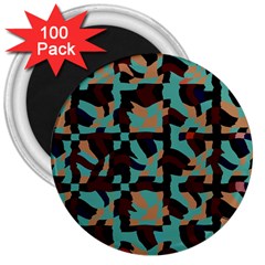 Distorted Shapes In Retro Colors 3  Magnet (100 Pack) by LalyLauraFLM