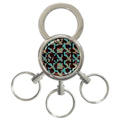 Distorted Shapes In Retro Colors 3-ring Key Chain