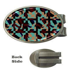 Distorted Shapes In Retro Colors Money Clip (oval)