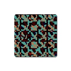 Distorted Shapes In Retro Colors Magnet (square) by LalyLauraFLM