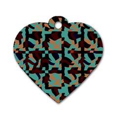 Distorted Shapes In Retro Colors Dog Tag Heart (one Side)