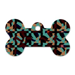 Distorted Shapes In Retro Colors Dog Tag Bone (one Side) by LalyLauraFLM