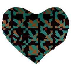 Distorted Shapes In Retro Colors Large 19  Premium Heart Shape Cushion