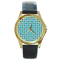 Cute Pretty Elegant Pattern Round Gold Metal Watches