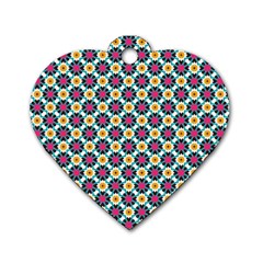 Cute Abstract Pattern Background Dog Tag Heart (one Side) by GardenOfOphir