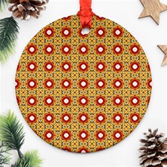 Cute Pretty Elegant Pattern Round Ornament (two Sides) 