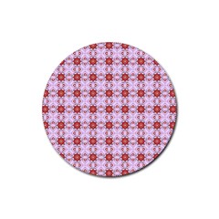 Cute Pretty Elegant Pattern Rubber Round Coaster (4 Pack) 