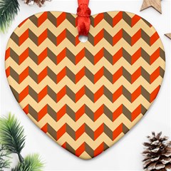 Modern Retro Chevron Patchwork Pattern  Ornament (heart) 