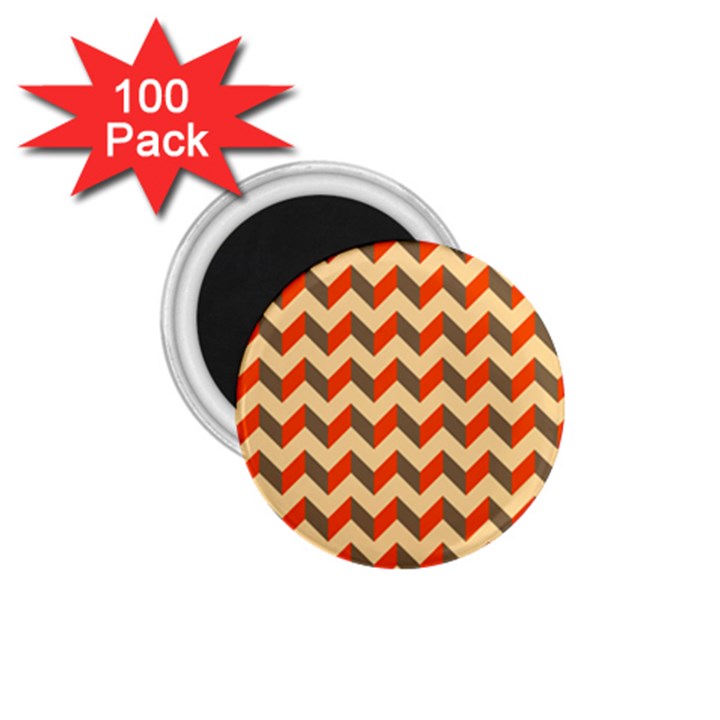 Modern Retro Chevron Patchwork Pattern  1.75  Magnets (100 pack) 