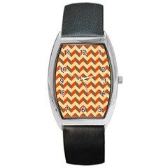 Modern Retro Chevron Patchwork Pattern  Barrel Metal Watches