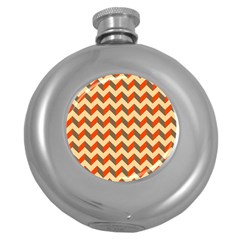 Modern Retro Chevron Patchwork Pattern  Round Hip Flask (5 Oz)