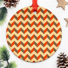 Modern Retro Chevron Patchwork Pattern  Round Ornament (two Sides)  by GardenOfOphir