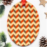 Modern Retro Chevron Patchwork Pattern  Oval Ornament (Two Sides) Front