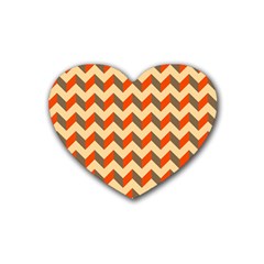 Modern Retro Chevron Patchwork Pattern  Rubber Coaster (heart) 