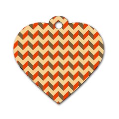 Modern Retro Chevron Patchwork Pattern  Dog Tag Heart (two Sides)