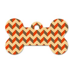 Modern Retro Chevron Patchwork Pattern  Dog Tag Bone (two Sides)