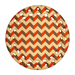 Modern Retro Chevron Patchwork Pattern  Ornament (round Filigree)  by GardenOfOphir