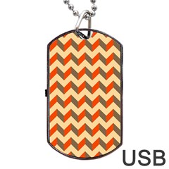 Modern Retro Chevron Patchwork Pattern  Dog Tag Usb Flash (one Side) by GardenOfOphir