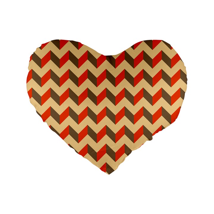 Modern Retro Chevron Patchwork Pattern  Standard 16  Premium Heart Shape Cushions