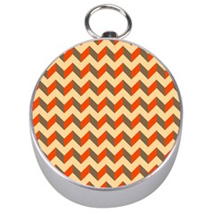 Modern Retro Chevron Patchwork Pattern  Silver Compasses