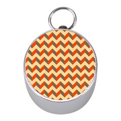 Modern Retro Chevron Patchwork Pattern  Mini Silver Compasses