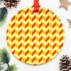 Modern Retro Chevron Patchwork Pattern  Ornament (round) 