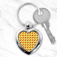 Modern Retro Chevron Patchwork Pattern  Key Chains (heart) 