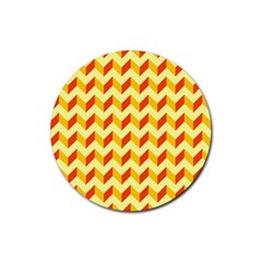 Modern Retro Chevron Patchwork Pattern  Rubber Coaster (round)  by GardenOfOphir