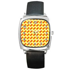 Modern Retro Chevron Patchwork Pattern  Square Metal Watches by GardenOfOphir