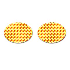 Modern Retro Chevron Patchwork Pattern  Cufflinks (oval) by GardenOfOphir